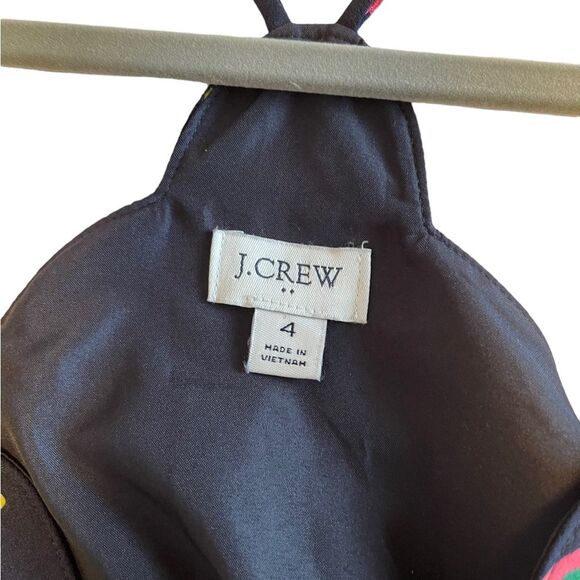 J. Crew Women's Black Floral Criss Cross Scallop Halter Top Tank Blouse - Picture 3 of 6